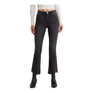 FRAME Le Crop Mini Boot Raw Hem High Waist Jeans in Kerry Black Women's 32